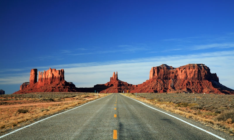 Driving into Monument Valley
