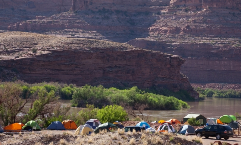 Camping along the Colorado River in Moab Utah